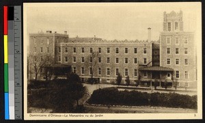 Elevated view of a large brick monastery, Ottawa, Canada, ca.1920-1940