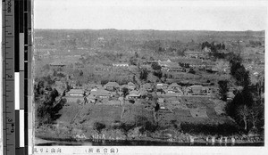 Aerial view of village, Japan, ca. 1920-1940