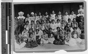 School girls with two Sisters of St. Paul de Chartres, Yeng You, Korea, ca. 1920-1940