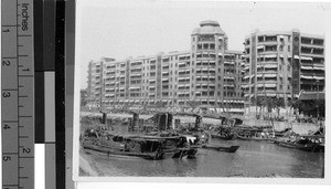 Large building by a river, Shanghai, China, 1930