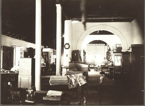 Cannanore weaving factory: office. In the background the shop, the store, and tailoring