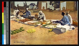 People selling food at market, Zaria, Nigeria, ca.1920-1940