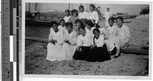 Sisters Rose of Lima and Gabrielle, MM, picnicing with BVM Sodality, Shingishu, Korea, ca. 1934