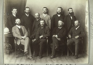 District Conference in South Mahratta. O. Singer, D. Berli, G. Grossmann, Th. Lutz, Ph. Stier, H. Risch, H. Knittel, B. Lüthi, F. Ziegler, G. R. Wöreh