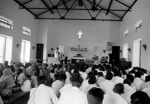 Church service in a church in Arcot, 1964