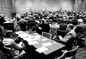 Representitatives 1981: A section of the assembly. General Knud Sorensen reports