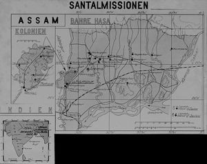 Kort over Santalmissionen i Assam