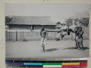 A Frenchman in a carrying chair, Befandriana, Morombe, Madagascar, 1927