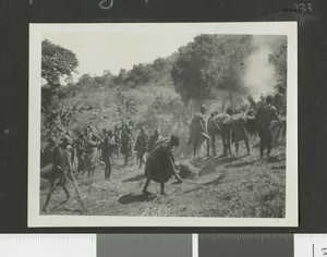 Controlling locusts, Chogoria, Kenya, ca.1930