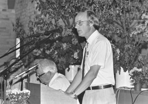 Annual Meeting Hammerum 1988. Our dynamic Secretary-General Jørgen Nørgaard Pedersen