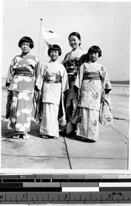 Japanese mother and her three daughters, Japan, ca. 1936