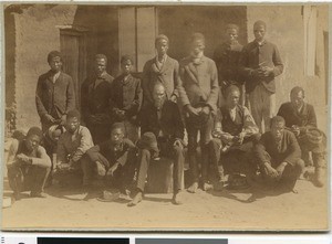 African young men and one elderly man, South Africa