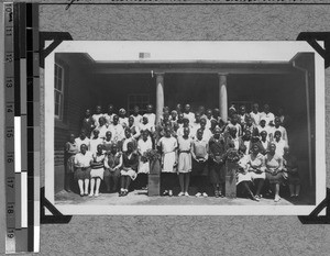 Female students in front of their dormitory house, Mvenyane, South Africa East, 1933