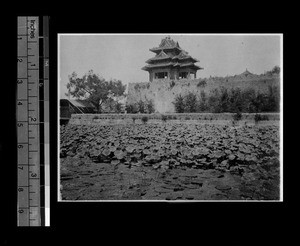 Wall around palaces of the Forbidden City, Beijing, China, ca.1922