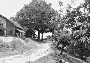 UMN Missionary and Teacher, Tove Madsen's house in Namjung and the school at the back, Gorkha D