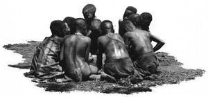 African girls playing a game in a village near Lemana, South Africa, ca. 1906-1915