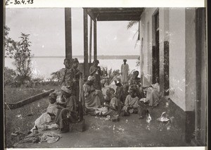 Girls below the veranda of their boarding school in Bonaku (Cameroon)