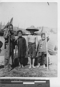 Children who live on 'junks' at Hong Kong, China