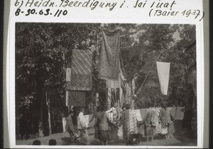 Dancing around the sacrificial bull at the funerary celebration of the Ot Danum-Dajaks on the upper Kahajan. (Epple 1937)