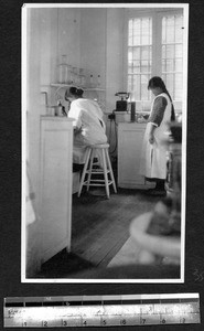 Nurses in laboratory, Shanghai, China, ca.1925