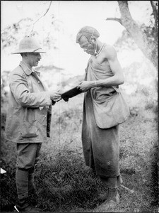 Missionary Guth and an Arusha pupil, Tanzania, ca. 1927-1938