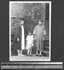 Woman graduate with family, Chengdu, Sichuan, China, ca.1935