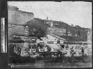 Marble pond and bridge at the Summer Palace, Beijing, China, ca. 1870-1880