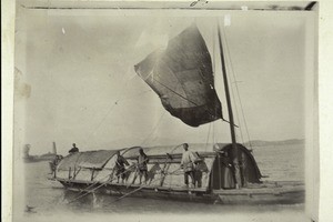 "River boat on the East River with which we made our first journey into the country, from Passton - Laung."