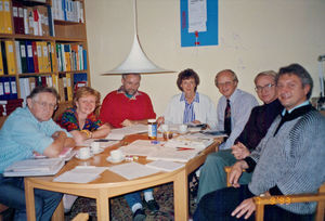 Danish Santal Mission, Copenhagen. Secretary Day. From left to right: Iver Brogaard, Berit Daug