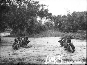 African boys playing a game, Antioka, Mozambique, ca. 1901-1915