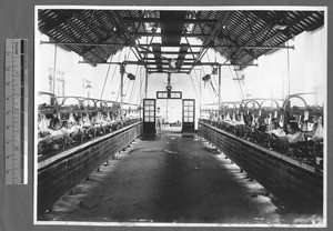 Students working in silk reeling room, Guangzhou, Guangdong, China, 1931