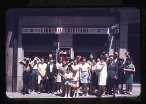 Group in front of the Church of Christ, Mexico