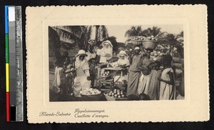 Clergy and women gathering oranges, Kasai, Congo, ca.1920-1940