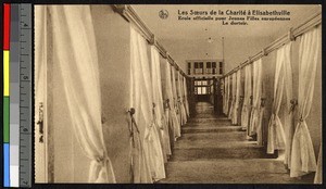 Dormitory of the school for young European women, Lubumbashi, Congo, ca.1920-1940