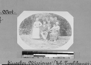 Group portrait of an African missionary and his family, South Africa, ca.1850-1901