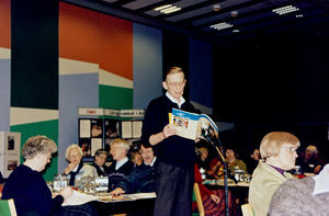 General assembly at Nyborg Strand on Janury 1999. Pastor Preben Holm (formerly missionary in Ba