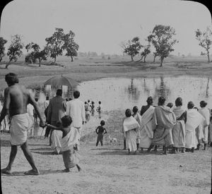 Santal Parganas, North India. Baptism Service - at Mohulpahari (?). Missionary Einar Prip, Miss