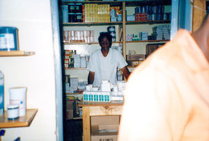 ELCT, Karagwe Diocese, Tanzania. Nyakahanga Hospital, November 2001. Erica working at the hospi