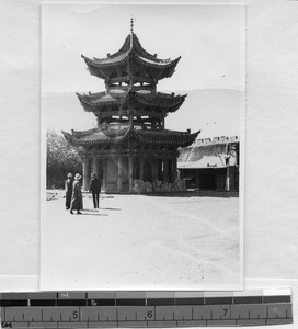 Minaret of the chief mosque in Xining, Qinghai, China, 1936