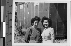 Woman and her mother at Colorado River Relocation Center, Poston, Arizona ca. 1945
