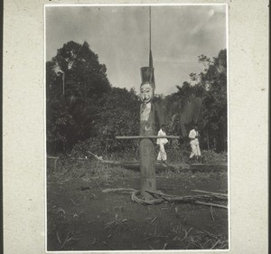 Festival for the dead in Pantai: Sapundah, the post to which the buffalo is tied, and where he is stabbed