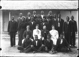 Group of African people with Swiss missionaries, Shilouvane, South Africa, ca. 1901-1907