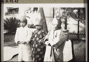 Nativity play in the Home for the Blind: the three wise men from the East