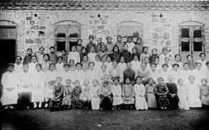 Manchuria, the 1930s. Tagusan girls' school. Among others Mrs Bolwig, Mrs Waidtløw, Miss. Nanny