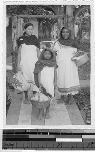 Maya woman and her two daughters, Quintana Roo, Mexico, ca. 1946