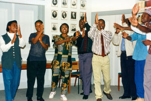 Tanzanian participants in Democracy course at Brenderupfolk high scool. Visiting Danmission