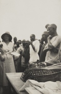 Emily Godfrey at leper colony, Christmas, Nigeria, 1934