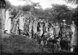 Outside school, Tanzania, ca.1893-1920