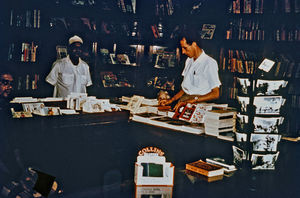 Missionary Rev. Erik Stidsen and Mubarak Ibrahim in the DMS Bookshop, Crater, Aden