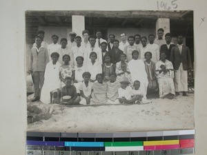 Catechist students taking a course, Morombe, Madagascar, 1930-1931